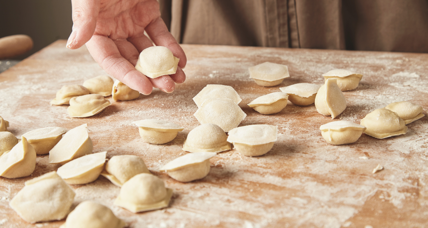 Sequential images depicting the step-by-step process of making puff pastry, from dough preparation to folding and rolling.