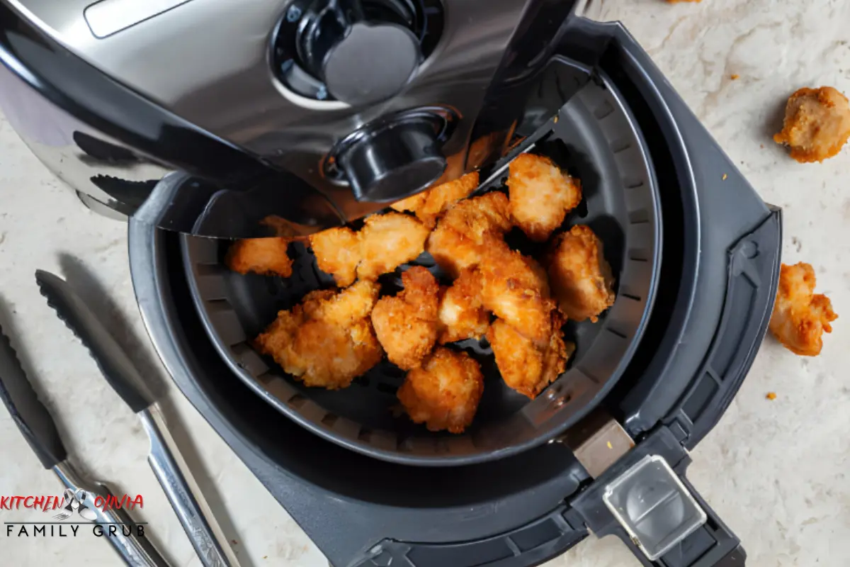 Cooking process in an air fryer.