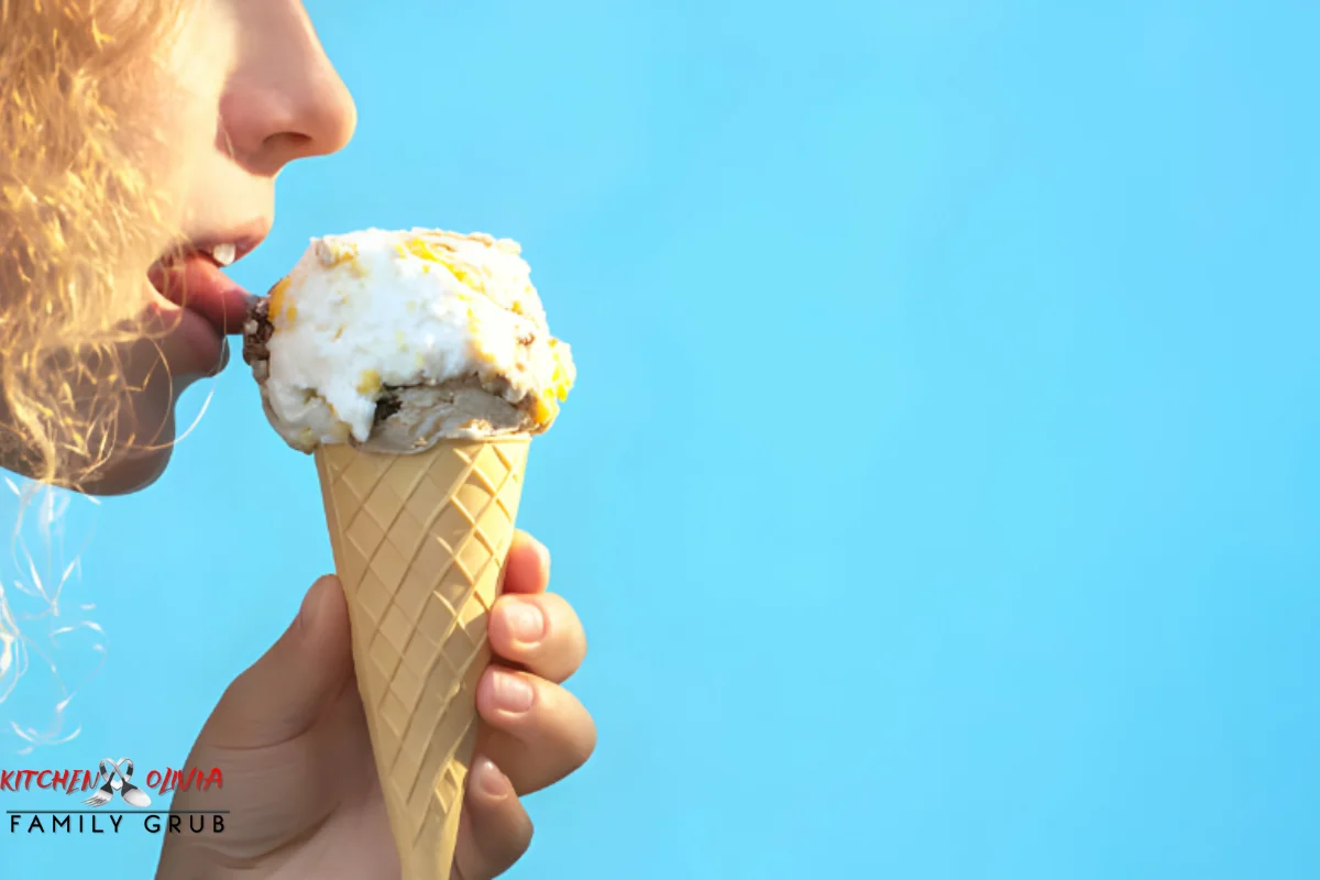 Fried chicken ice cream in a cone highlighting unique texture