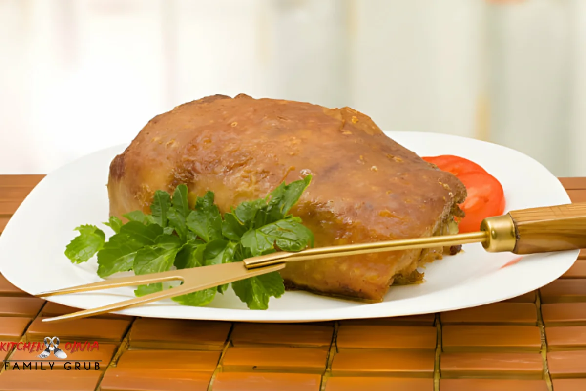 Perfectly cooked meatloaf with garnishes